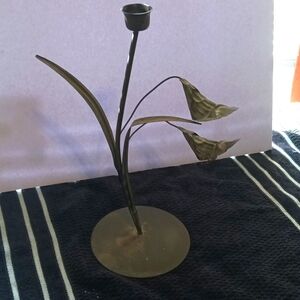 Primitive Sculpture Brown Metal Accent Candle Holder 12 Inches Tall